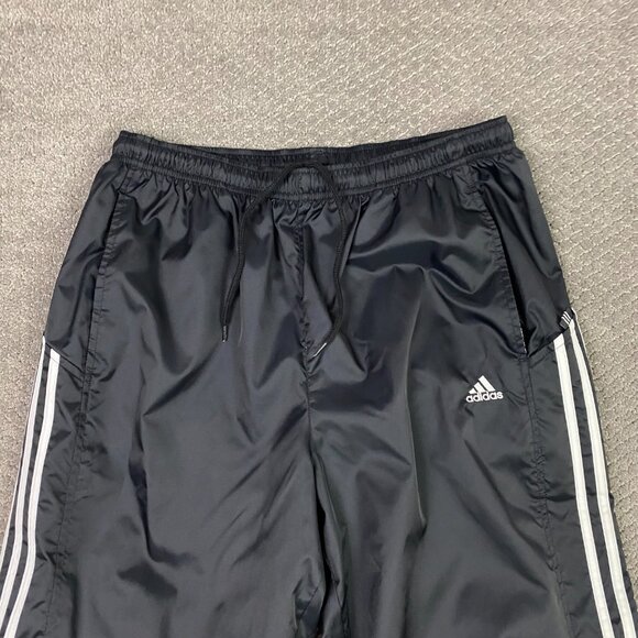 Vintage Y2K Adidas Windbreaker Pants Men's Medium Black White Track Jogger Nylon - Picture 2 of 15